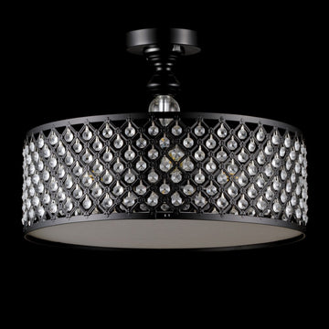 Elise 17" Crystal/Metal Drum Semi-Flush Mount - JONATHAN Y